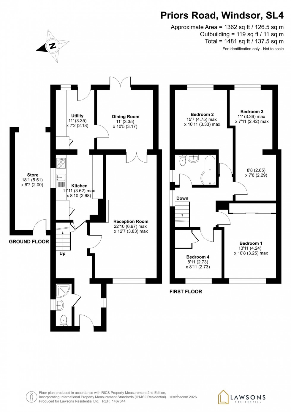 Floorplan for Priors Road, Windsor, SL4