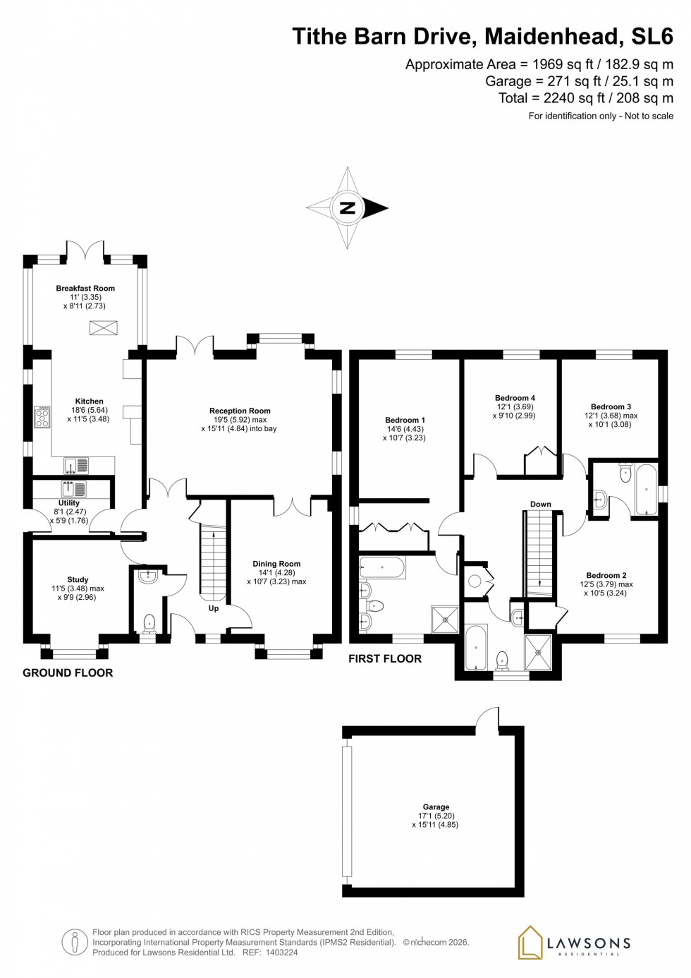 Floorplan for Tithe Barn Drive, Maidenhead, SL6